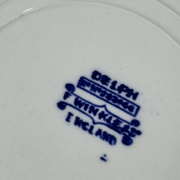 Antique F Winkle & Co DELPH Blue White Transferware  Antique F Winkle & Co DELPH Blue White Transferware Collector Plate Sailboat
